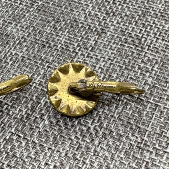 Liz Palacios Swarovski Crystal Blue and Antique Brass Dangle Earrings - Picture 9 of 10